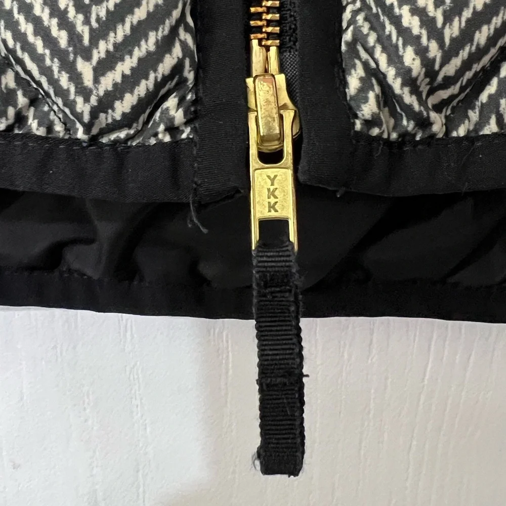 J. Crew Chevron Herringbone Quilted Puffer Vest Black